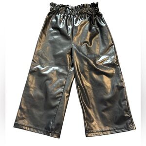 Shiny Black Wide-Leg Pants